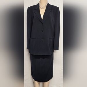 Kasper 12P Navy Blue Skirt Suit Business Office